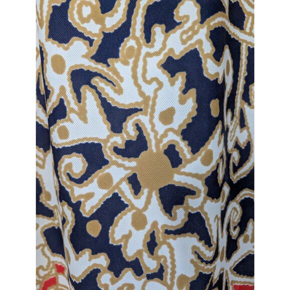 Vintage Personal by Leslie Fay Navy Baroque Print Sheath Maxi Dress (Approx M) - Picture 6 of 7